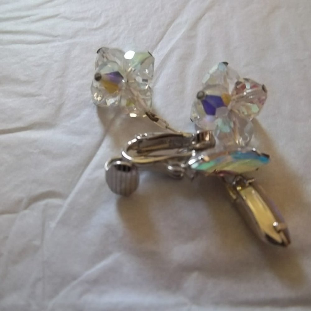 Aurora Borealis Drop Earrings, clip style